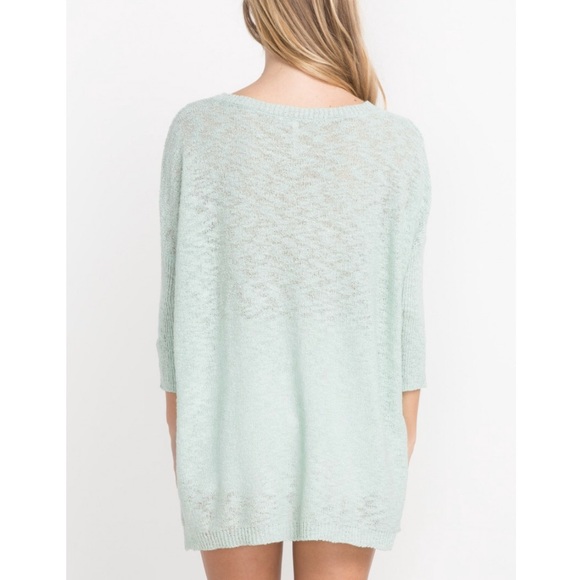 high low hem mint short quarter sleeve pullover - Picture 4 of 8